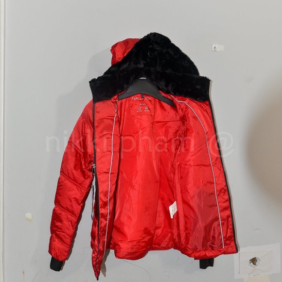 NWT Nautica Ladies’ Puffer Jacket IN RED - Picture 8 of 11